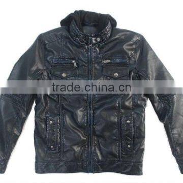 PQM-05 MAN Garment wash pu leather jacket