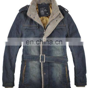 latest design mens winter thick paded denim handsome parka coat