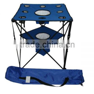Folding camping table with cooler bag