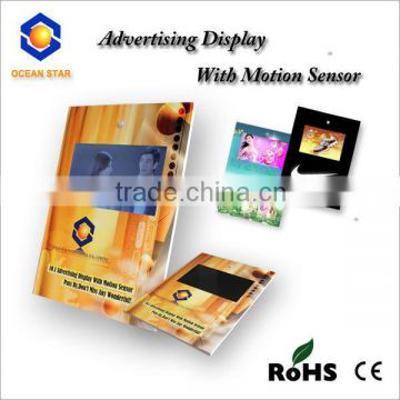 10.1inch A5 size video card LCD displayer with motion sensor