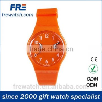 fashion colorful water resisting plastic watch with pvc strap and stainless steel back
