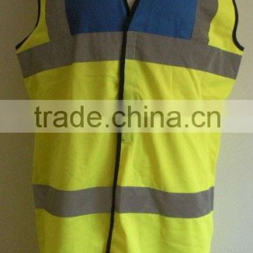 Yellow blue high visibility vest