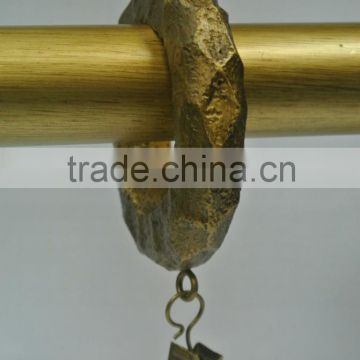 Renaissance Gold Designer Rocky Drapery Rings With Clips, Drapery Hardware For 1", 1-1/4" and 1-1/2" Gold Curtain Rods