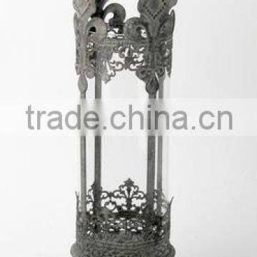 100099MC-engraved pillar metal candle holder