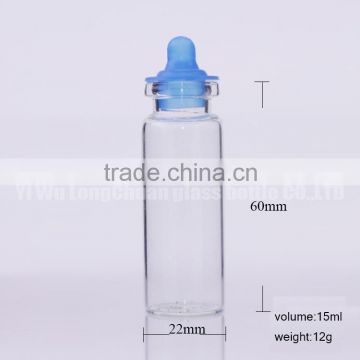 0.5oz/15ml Empty Glass Tube With Plastic Cap,Glass Jar With Plastic Lid