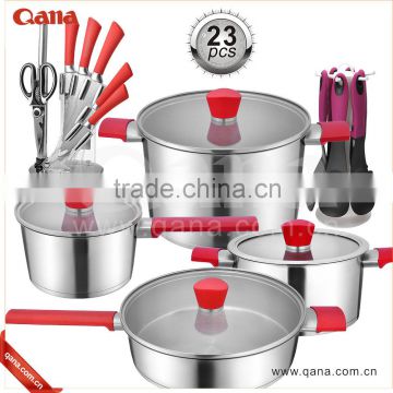 2016 hot sale stainless steel cookware set with kitchen utensils