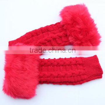 Women Fingerless Gloves Arm Warmer Glove Long Winter Faux Fur Mittens