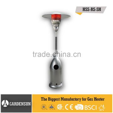 Outdoor gas patio flame heater (Stand-up bullet heater silver hammered ,CE)GARDENSUN 5000-13000W with CE CSA AGA ISO