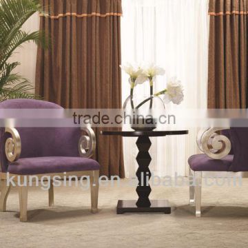 modern stainless steel living room purple coffee chairs and table