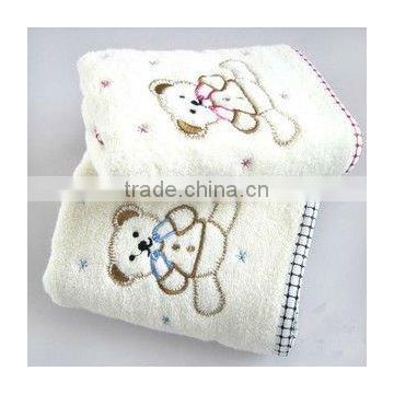 100% white cotton fabric satin embroidered shower towels