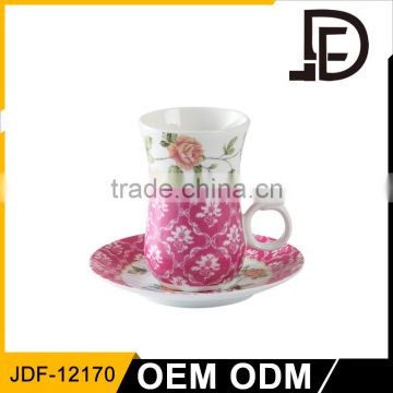 Drinkware wholesale alibaba arabic tea cups and saucer custom logo, porcelain cup with saucer