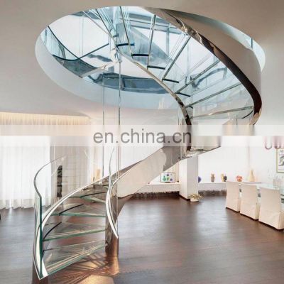 Custom Spiral Stairs Modern Interior Glass Railing Staircase
