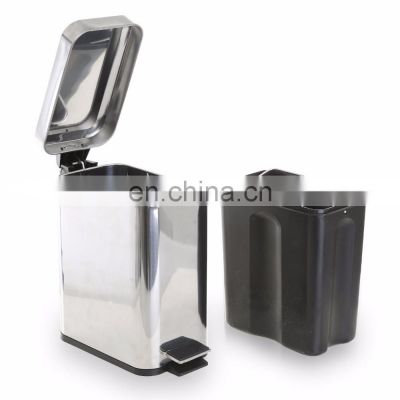 Slim 3L ,5L rectangle smart recyclable trash can dustbin waste steel bin