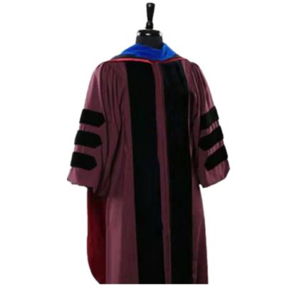 Wholesale Custom University Doctoral Graduation Gowns Stole Cap Hood Set School Uniforms Ceremony Robes Gowns for Graduation