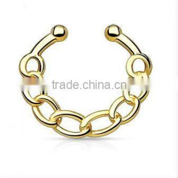 Chain 316L surgical steel fake septum clicker nose piercing Body Jewelry
