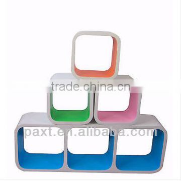 One Cuboid Three Square wood colorful cube shelf