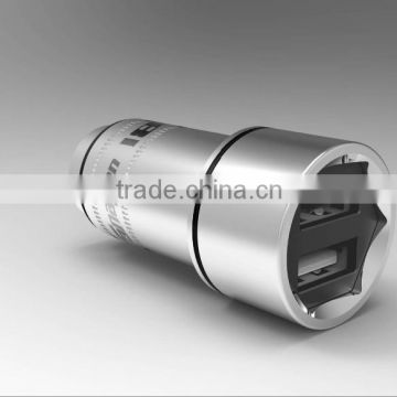Factory OEM Unique Stainless Steel USB car charger for car for iPhone for iPad for smartphone