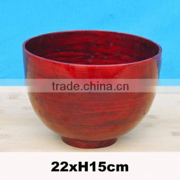 round spun bamboo bowl with stand