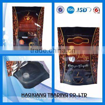 High quality laminated aluminum foil plastic coffee bag with valve Stand up pouch with zipper