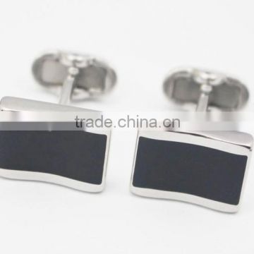 Trendy 316L stainless steel custom mens black enamel cufflinks design                        
                                                Quality Choice