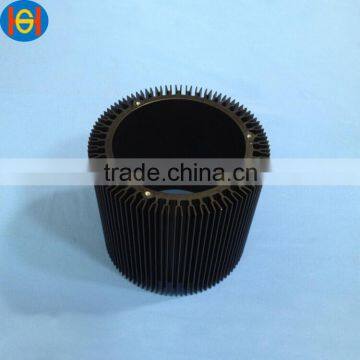 black anodized aluminum extrusion round led heatsink