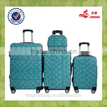 Fashion Blue Color Four Wheel Iron Black Trolley ABS luggage PC Carry On Trolley Bag