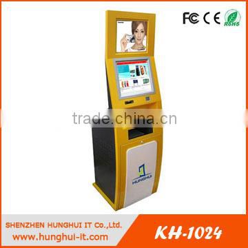 double screen advertising kiosk / dual monitor payment kiosk with thermal printer