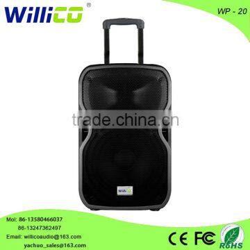 outdoor 15 inch powered wireless mic trolley speaker with remote control