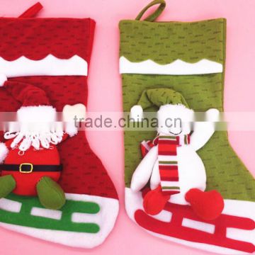 Hot sale father christmas and snowman socks/stockings, christmas decoration, non-woven fabrics socks