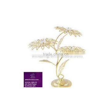 24K Gold Plated Decorative Sunflower with Crystals from Swarovski