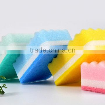 Three layer wave shaped cleaning sponge /Sponge scourer