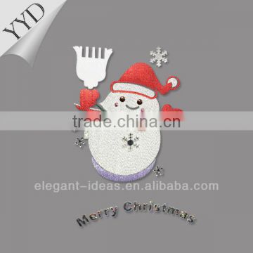 Snowman rhinestone patterns with lace in laser cutting applique