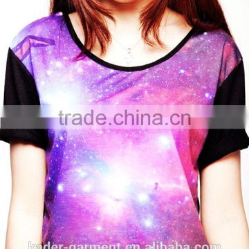 Womens Subliamtion Printing T shirt Galaxy Space T Shirt