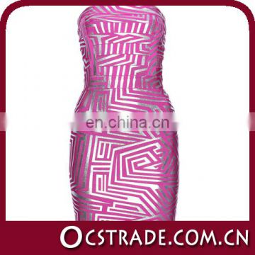 2014 shiny pink bronzing strapless cocktail dress for fat women