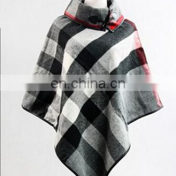 CHECK WOOL AND CASHMERE BLANKET PONCHO