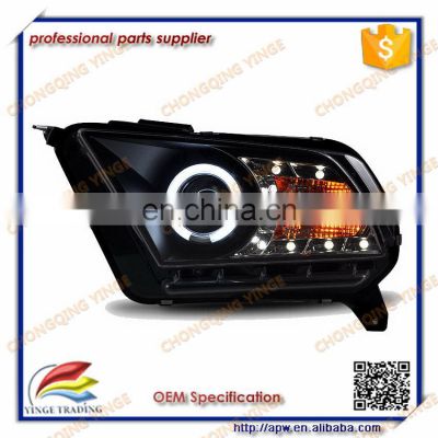 2010-2012 Year For Ford Mustang GT500 LED Strip projector parts Head Light Black Housing