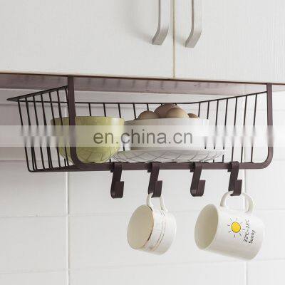 Pantry Organization and Storage Anti Rust Wire Storage Basket for Pantry Cabinet With Hooks