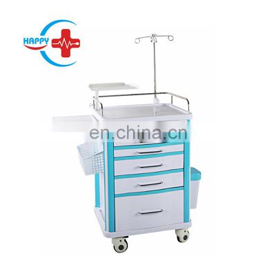 HC-M046 Hot Sale Medical steel and plastic with scagliola surface Hospital Anesthesia Cart trolley