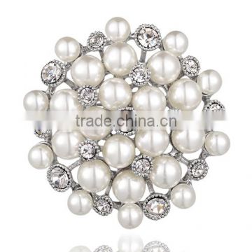 Elegant white gold plated wedding pearl brooch