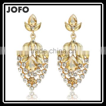 Lovely Style Gold Tone Crystal Pear Shape Drop Fashion Earrings FOR Wedding Gift