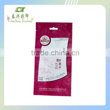 three sides sealed raisin packaging bag with zipper