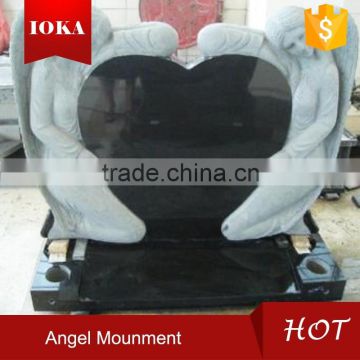 shanxi black granite cemetery monuments with carved angel