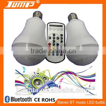Wireless Right and Left Channel synchronous control by remote E27 stereo bluetooth speaker led light