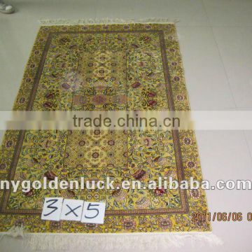 400L double knotted turkish pure silk 3x5 handmade muslim carpet