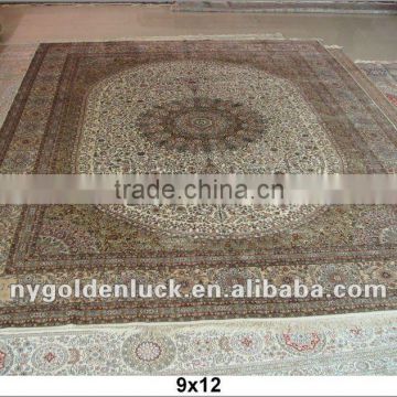 9x12 400L handmade 100% pure silk white carpets