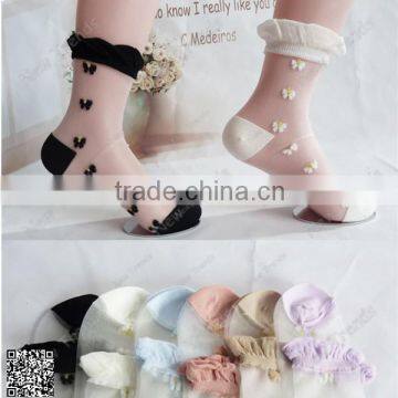 Fashion translucent butterfly girl socks