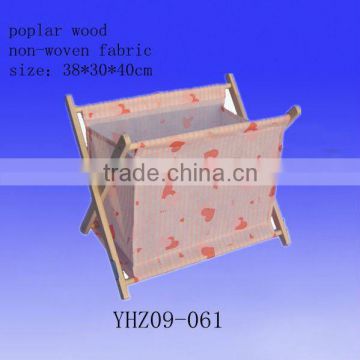 poplar wood frame non-woven fabric laundry bag/basket for clothes