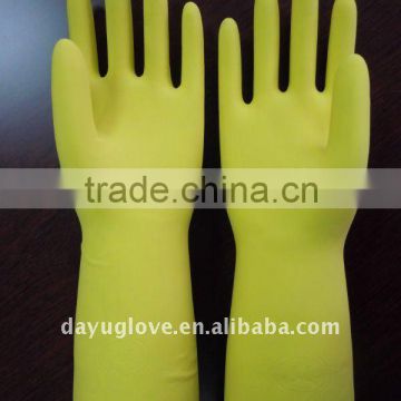 Yellow Dipped Flocklined Household Gloves