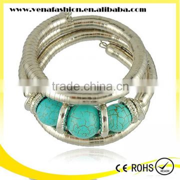 turquoise bead adjustable european 3 three layer bracelet