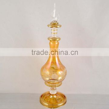 Egyptian Glass Perfume Bottle with 14 k Gold